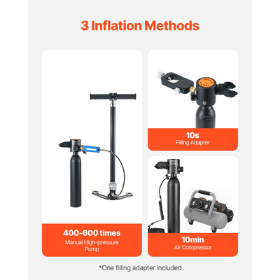 VEVOR 0,5L Scuba Tank 32,81 ft Depth Diving Φορητή δεξαμενή κατάδυσης με αντλία