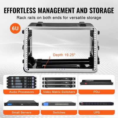 VEVOR 6U Rack Case Server Rack Cabinet 19 σε βάθος με λαβή κατασκευής ABS
