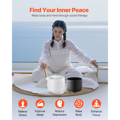 VEVOR 2PCS Crystal Singing Bowls 8" και 10" A & F Note Bowls & Carry Bag