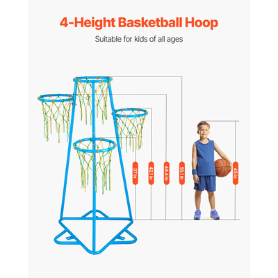 VEVOR Kids Basketball Hoop 4-Hoop Φορητή βάση μπάσκετ με ρυθμιζόμενο ύψος