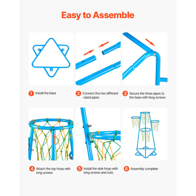 VEVOR Kids Basketball Hoop 4-Hoop Φορητή βάση μπάσκετ με ρυθμιζόμενο ύψος