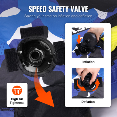 Ρυμουλκούμενος σωλήνας VEVOR για βαρκάδα, Φουσκωτοί σωλήνες και ρυμουλκούμενα σκάφους για 1-2 αναβάτες, 137 κιλά, Στρογγυλός ρυμουλκούμενος σωλήνας 51,8" για έλξη σκάφους για θαλάσσια σπορ, Πλήρες κάλυμμα από νάιλον, λαβές EVA και βαλβίδα ασφαλείας ταχύτητας