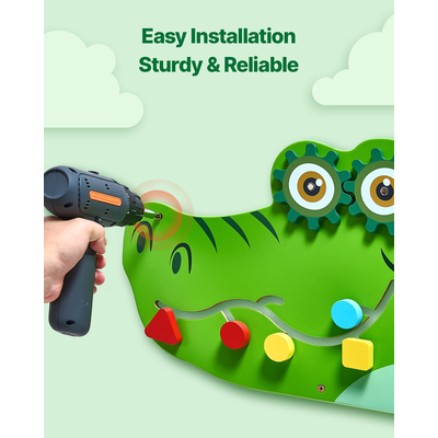 Τοίχος Δραστηριοτήτων με Κροκόδειλο VEVOR, Πάνελ Αισθητηριακής Δραστηριότητας με 9 Δραστηριότητες