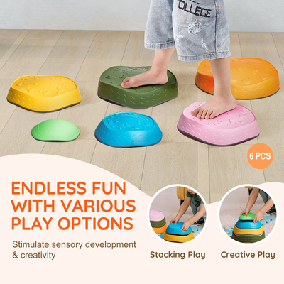 VEVOR Kids Balance Steping Stones Γήπεδο αισθητηριακών εμποδίων 6 ΤΕΜ. Εσωτερικός εξωτερικός χώρος