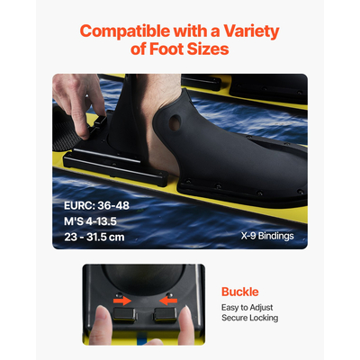 VEVOR 170,2 cm Συνδυασμός θαλάσσιων σκι ενηλίκων με ρυθμιζόμενες δέστρες X-9