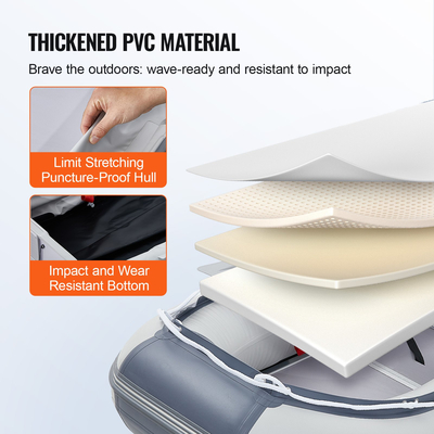 Φουσκωτό σκάφος VEVOR, Sport Tender Boat Transom 4 ατόμων, με θαλάσσιο ξύλινο δάπεδο και ρυθμιζόμενο πάγκο αλουμινίου, φουσκωτό σκάφος ψαρέματος 1000 lbs, κουπιά αλουμινίου, αντλία αέρα και τσάντα μεταφοράς