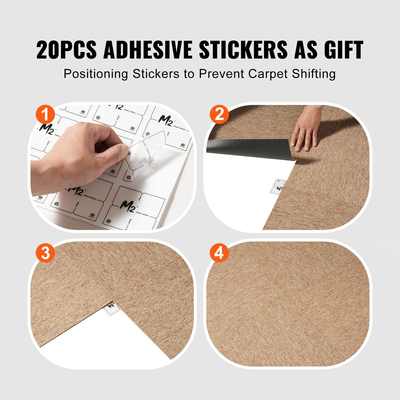 Πλακάκια χαλιού VEVOR επαναχρησιμοποιήσιμα, τετράγωνα χαλιού 20" x 20" με προσαρτημένη επένδυση, πλακάκια μοκέτας με μαλακή επένδυση, Εύκολη εγκατάσταση DIY για εσωτερικό σαλόνι υπνοδωματίου σε εξωτερικό χώρο (16 πλακάκια, σκούρο καφέ)