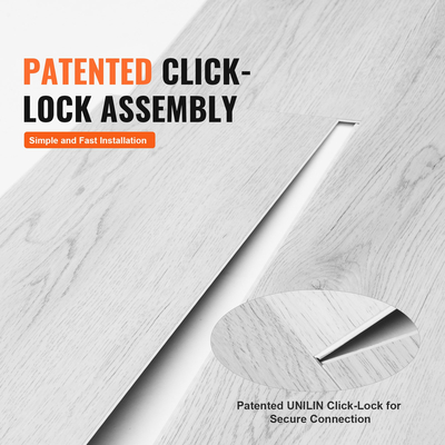 VEVOR Πλακάκια δαπέδου Interlocking Vinyl 1220 X 185 mm, 10 πλακάκια πάχους 5,5 mm που κουμπώνουν μαζί, ανοιχτό γκρι ξύλινο δάπεδο DIY για κουζίνα, τραπεζαρία, υπνοδωμάτια και μπάνια, Εύκολη διακόσμηση σπιτιού