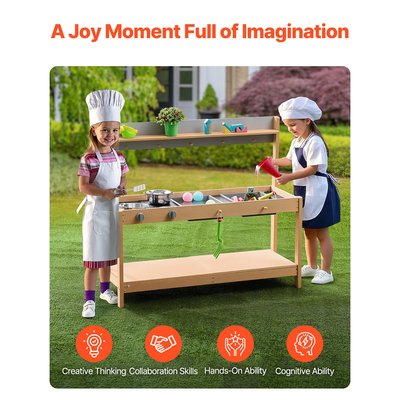 VEVOR Wooden Mud Kitchen Outdoor Toy Play Σετ κουζίνας για παιδιά Pretend Playset