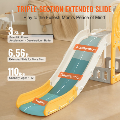 VEVOR Toddler Slide, Παιδική τσουλήθρα για νήπια ηλικίας 1-12 με αναρριχώμενες σκάλες και στεφάνι μπάσκετ και αποθηκευτικό χώρο, σετ παιχνιδιού εσωτερικής εξωτερικής όψης για παιδιά με βάρος έως 50 κιλά, παιδική χαρά με υπερυψωμένη κουπαστή