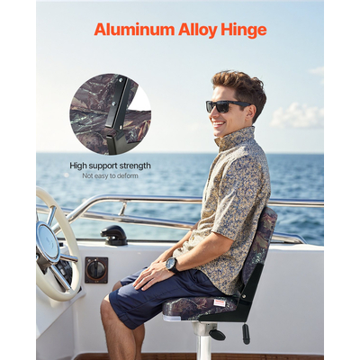 VEVOR Κάθισμα Σκάφους Χαμηλή Πλάτη Πτυσσόμενο Κάθισμα Σκάφους Σφουγγάρι Μαξιλάρι Καμουφλάζ 2τμχ