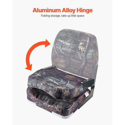VEVOR Κάθισμα Σκάφους Χαμηλή Πλάτη Πτυσσόμενο Κάθισμα Σκάφους Σφουγγάρι Μαξιλάρι Καμουφλάζ 2τμχ