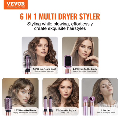 VEVOR Hair Dryer Brush 6-in-1 Multi Hair Styler για όγκο σε μπούκλες styling