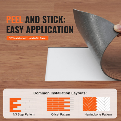 VEVOR Αυτοκόλλητα πλακάκια δαπέδου βινυλίου 36 x 6 ιντσών, 36 πλακάκια πάχους 2,5 mm, ξεφλούδισμα & ραβδί, βαθύ καφέ ξύλινο δάπεδο DIY για κουζίνα, τραπεζαρία, υπνοδωμάτια και μπάνια, Εύκολη διακόσμηση σπιτιού