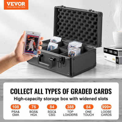 VEVOR 108 PSA Graded Card Storage Box 4 Slots Θήκη για αθλητικές κάρτες Κλειδαριά με κλειδί