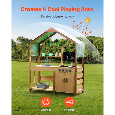 VEVOR Wooden Mud Kitchen Outdoor Toy Play Σετ κουζίνας για παιδιά Pretend Playset
