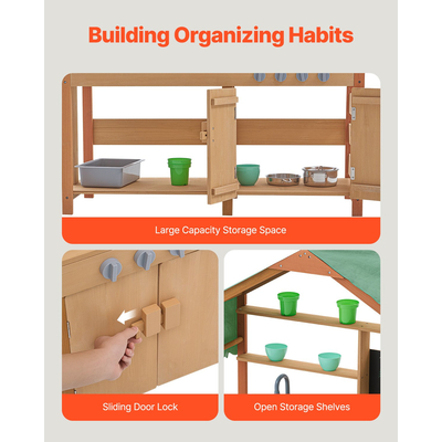 VEVOR Wooden Mud Kitchen Outdoor Toy Play Σετ κουζίνας για παιδιά Pretend Playset