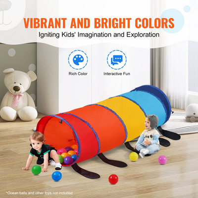 VEVOR Kids Play Tunnel Tent για νήπια, Πολύχρωμο Pop Up Caterpillar Crawl Tunnel Toy για μωρό ή κατοικίδιο, Πτυσσόμενο δώρο για αγόρι και κορίτσι Παίξτε Tunnel παιχνίδι εσωτερικού και εξωτερικού χώρου, Πολύχρωμο