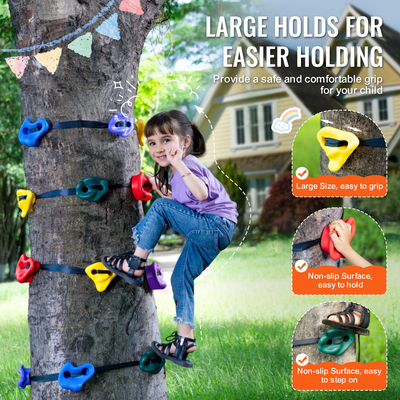 VEVOR Ninja Kit Climbing Tree 12 Tree Climbing Hold 6 Ratchet Straps Outdoor