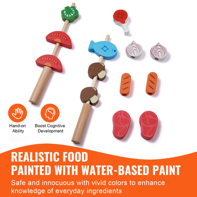 VEVOR 21 ΤΕΜ. Παιδική ψησταριά μπάρμπεκιου Playset Ξύλινη ψησταριά μαγειρικής σετ παιχνιδιών Pretend Sound