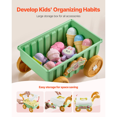 Παιδικό καρότσι παγωτού VEVOR, παιχνίδι προσποίησης, κατάστημα παγωτού για παιδιά ηλικίας 3+ ετών