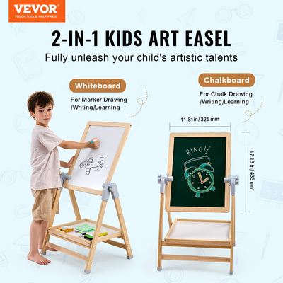 VEVOR 2-in-1 Kids Art Easel Ξύλινος μαγνητικός πίνακας κιμωλίας διπλής όψης