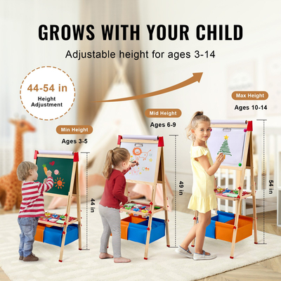 VEVOR 3-in-1 Kids Art Easel Ξύλινος μαγνητικός πίνακας κιμωλίας διπλής όψης