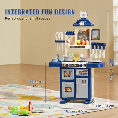 VEVOR Kitchen Playset Kids Pretend Cooking Play Toy 48 Piece Αξεσουάρ Μπλε