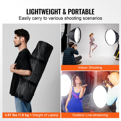 VEVOR Parabolic Softbox 33 σε Quick Release & Quick Fold & Portable