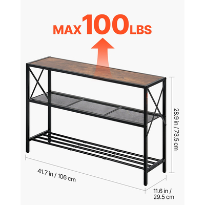 Στενή κονσόλα VEVOR Καναπές Τραπέζι Τραπεζάκι καναπέ Τραπεζάκι 3 επιπέδων για είσοδο & σαλόνι