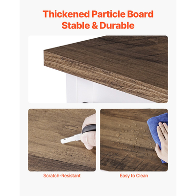 VEVOR Coffee Bar Cabinet Τραπέζι 3 επιπέδων Coffee Bar με πόρτες αχυρώνα καφέ λευκό