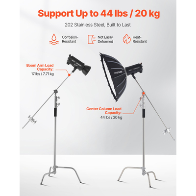 Βάση VEVOR C με μέγιστο ύψος βραχίονα 10,83 ft/330 cm Photography Light Stand