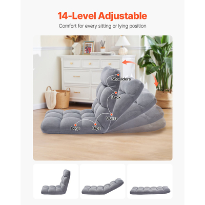 Καρέκλα δαπέδου VEVOR με υποστήριξη πλάτης Πτυσσόμενη καρέκλα καναπέ 14 ρυθμιζόμενων θέσεων