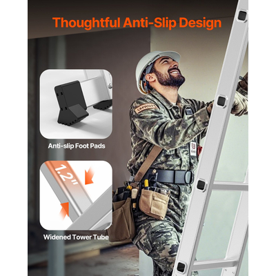 Πτυσσόμενη σκάλα πολλαπλών χρήσεων VEVOR 7 σε 1 3 Βήμα 12 πόδια Ύψος προσέγγισης για εργασία