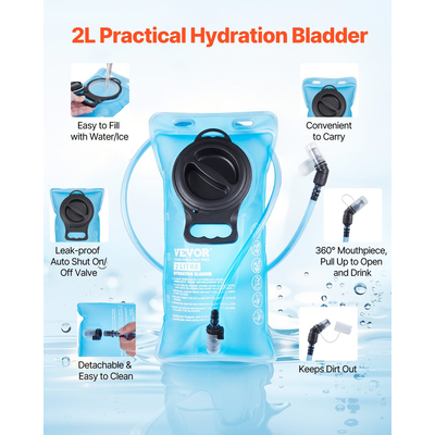 Σακίδιο πλάτης VEVOR Hydration Pack 2L TPU Water Bladder ποδηλασία Πεζοπορία Τρέξιμο Κάμπινγκ