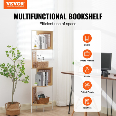 Γωνιακό ράφι VEVOR Rattan 5 επιπέδων από μπαμπού σκάλα Στενό ράφι γωνιακό ράφι τοίχου