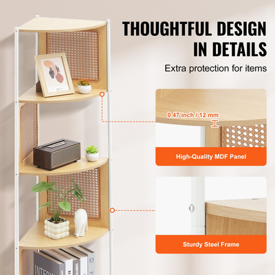 Γωνιακό ράφι VEVOR Rattan 5 επιπέδων από μπαμπού σκάλα Στενό ράφι γωνιακό ράφι τοίχου