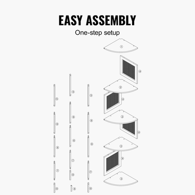 Γωνιακό ράφι VEVOR Rattan 5 επιπέδων από μπαμπού σκάλα Στενό ράφι γωνιακό ράφι τοίχου