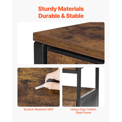 VEVOR Coffee Bar Ντουλάπα 4 επιπέδων Κινητό Τραπέζι καφέ μπαρ με ρόδες & διχτυωτή πόρτα