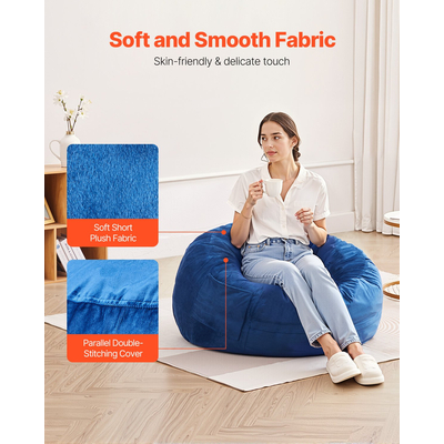 Καρέκλα VEVOR 3 πόδια Round Bean Bag με αφαιρούμενο κάλυμμα & Dutch Velvet Blue