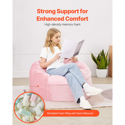 Καρέκλα VEVOR 3 πόδια Round Bean Bag με αφαιρούμενο κάλυμμα & Dutch Velvet Pink