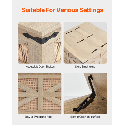 Τραπεζάκι σαλονιού VEVOR Rattan Ορθογώνιο Τραπέζι σαλονιού Rattan 2 επιπέδων για σαλόνι