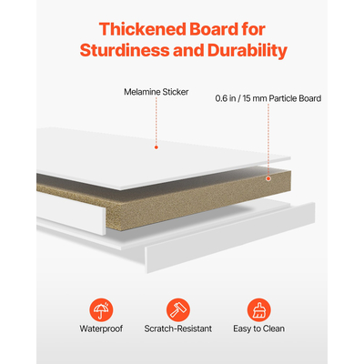 VEVOR Desktop Bookshelf White Desktop Storage Organizer 1-Tier για γραφείο και σπίτι