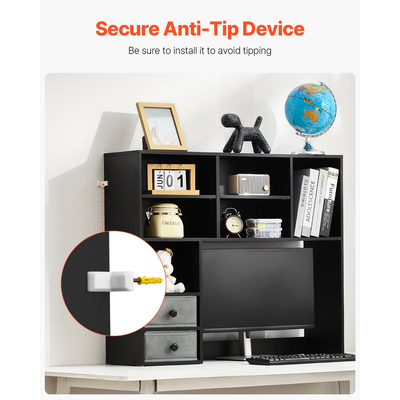 VEVOR Desktop Bookshelf Black Desktop Storage Organizer 3 επιπέδων για γραφείο και σπίτι