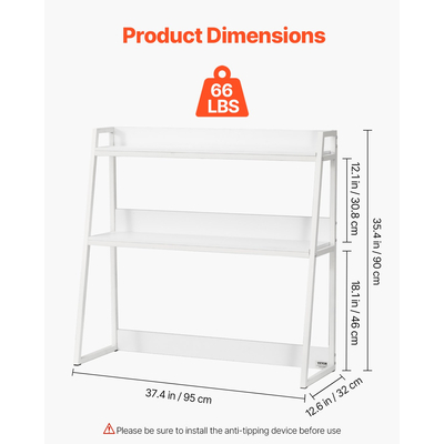 VEVOR Desktop Bookshelf Desktop Storage Organizer 2-Tier για Office & Home White