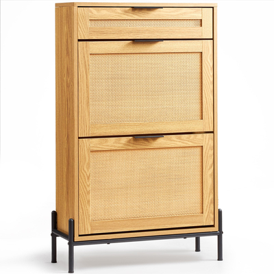 Οργάνωση παπουτσιών VEVOR Rattan Shoe Cabinet με 2 συρτάρια και 1 συρτάρι