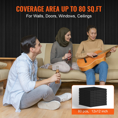 VEVOR Acoustic Foam Panels 80 Pack 12 x 12 x 1 in για τοίχο και οροφή στούντιο