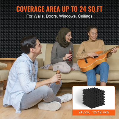 VEVOR Acoustic Foam Panels 24 Pack 12 x 12 x 2 in για τοίχο και οροφή στούντιο