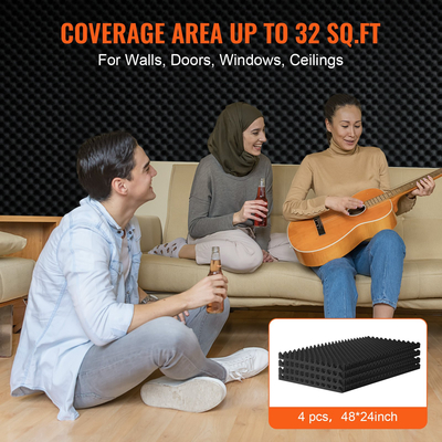 VEVOR Acoustic Foam Panels 4 Pack 48 x 24 x 2 in για τοίχο και οροφή στούντιο