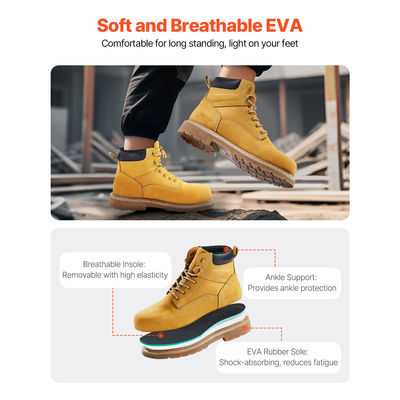 VEVOR Steel Toe Work Boots UK Size 7 Αδιάβροχα για άνδρες Αντιολισθητικά